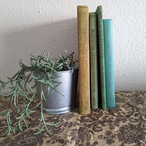 #5 Stack of 4 hardcover green vintage books